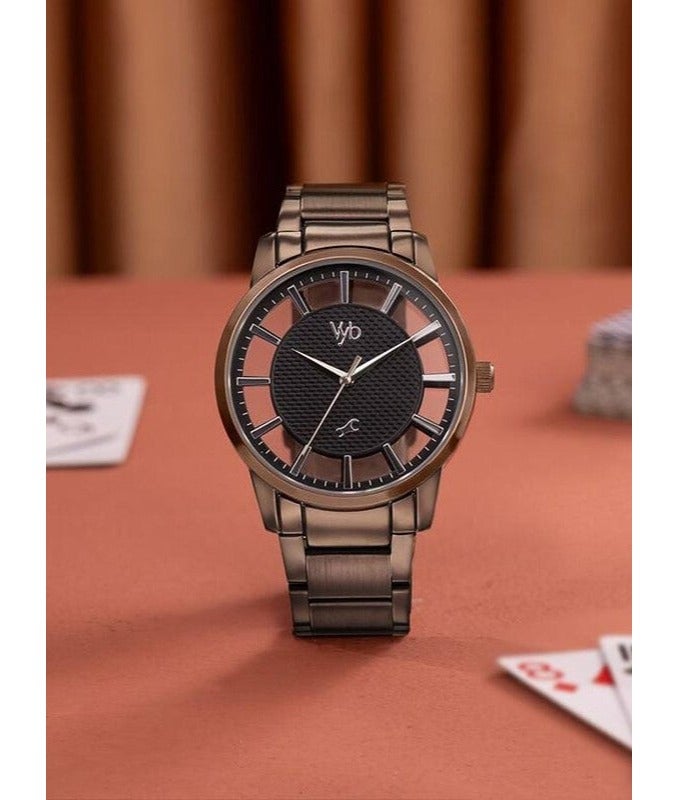 Fastrack Vyb Horizon By Titan Quartz Analog Black Dial Brown Stainless Steel Strap Watch For Men fv30039qm01 - Image 3