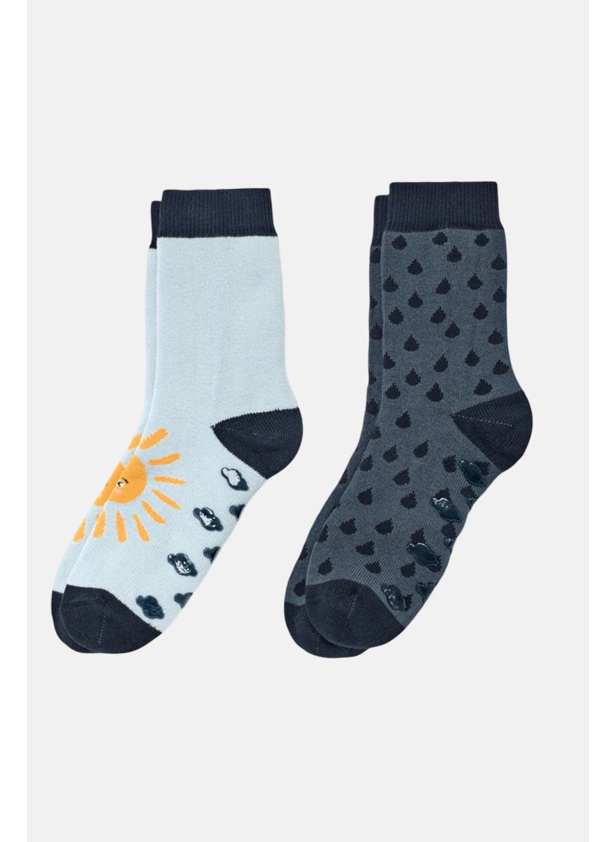 Tchibo Toddlers Boy 2 Pair Allover Print Socks, Light Blue  - Image 2