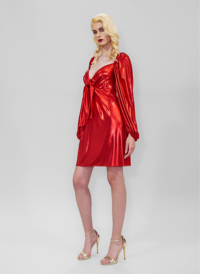 BITOLIA GALLERY Short Shiny Red Stretch Dress  - Image 3