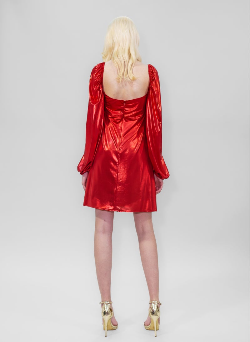 BITOLIA GALLERY Short Shiny Red Stretch Dress  - Image 2