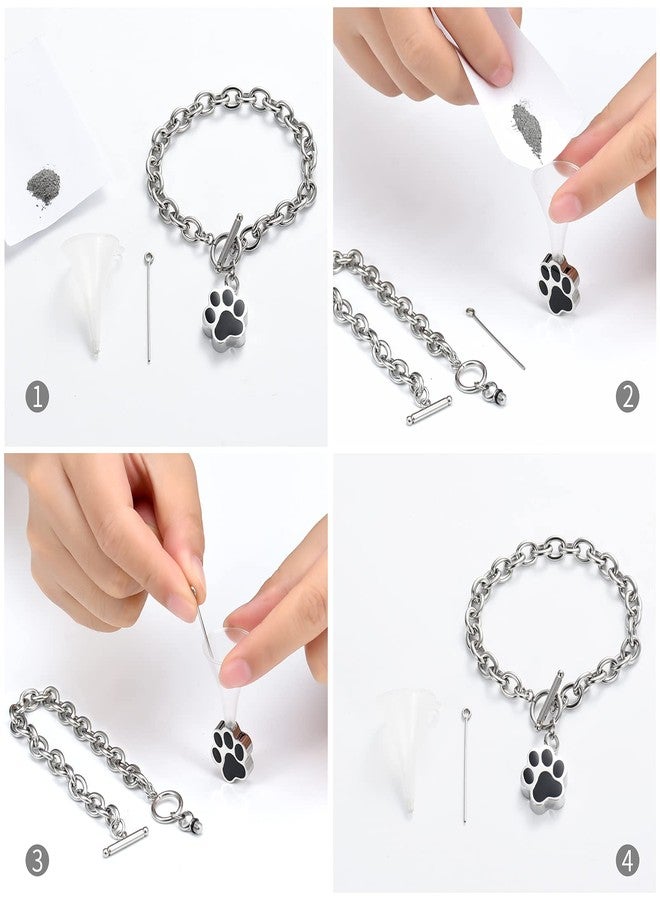 Minicremation Dog Paw Print Cremation Jewelry for Ashes Memorial Urn Bangle for Pet Stainless Steel Urn Bracelet Ashes Holder(Silver) - Image 5