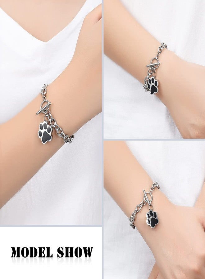 Minicremation Dog Paw Print Cremation Jewelry for Ashes Memorial Urn Bangle for Pet Stainless Steel Urn Bracelet Ashes Holder(Silver) - Image 4