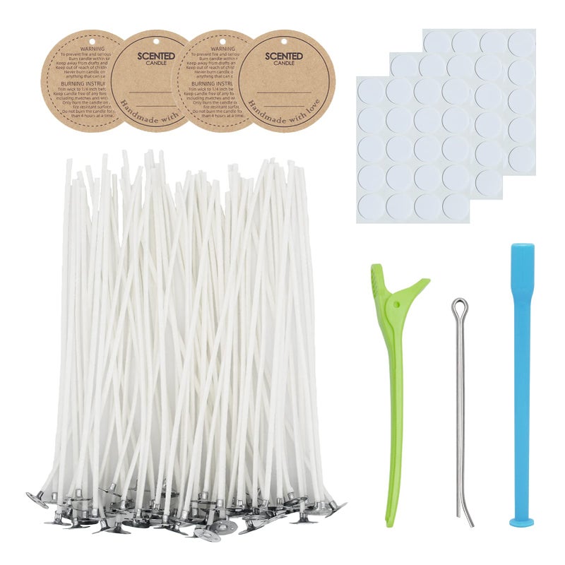 CandMak Candle Wick Kit  60 Cotton Wicks with Candle Making Tools Thick 468