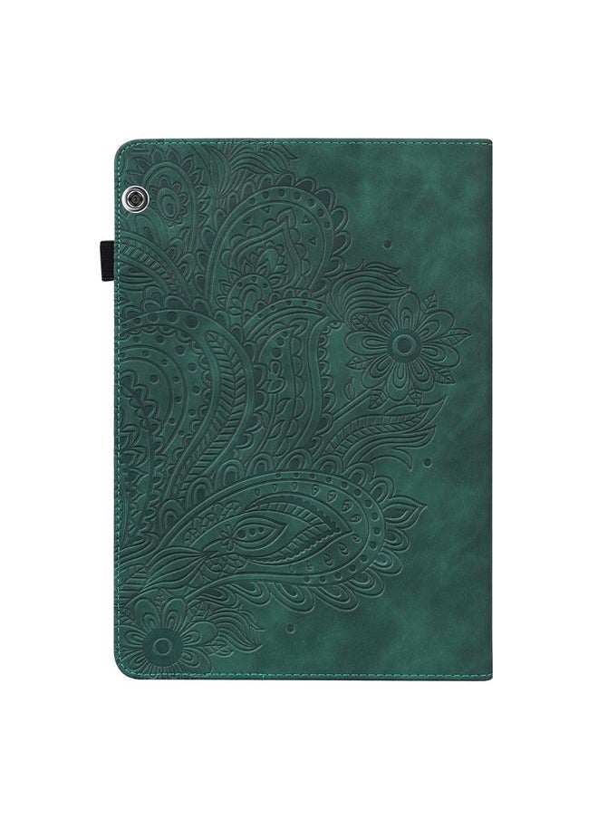 Green Tiger - Case For Huawei MediaPad T5 10 inch Peacock Embossed Pattern TPU + PU Horizontal Flip Leather Case with Holder & Card Slots & Wallet & Sleep / Wake-up Function - Image 1
