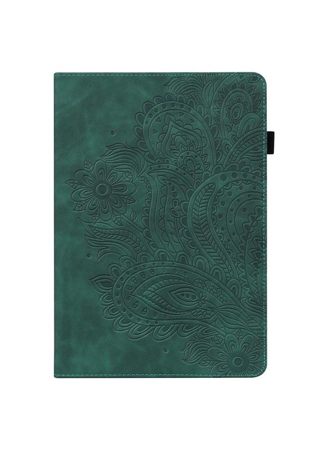 Green Tiger - Case For Huawei MediaPad T5 10 inch Peacock Embossed Pattern TPU + PU Horizontal Flip Leather Case with Holder & Card Slots & Wallet & Sleep / Wake-up Function - Image 1