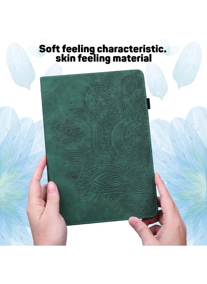 Green Tiger - Case For Huawei MediaPad T5 10 inch Peacock Embossed Pattern TPU + PU Horizontal Flip Leather Case with Holder & Card Slots & Wallet & Sleep / Wake-up Function - Image 1