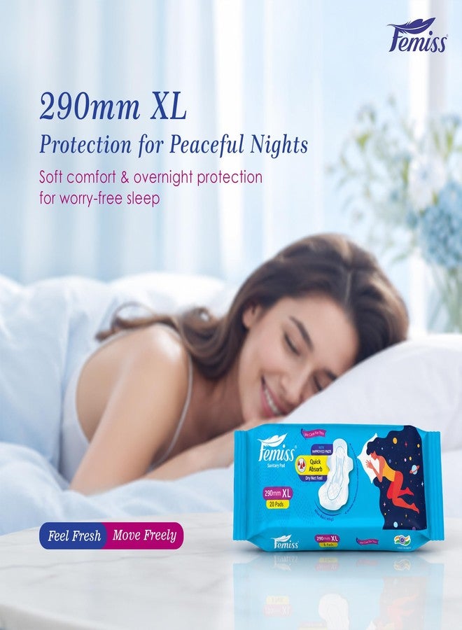 Femiss Soft & Rash Free Sanitary Pads for Women and Girls|Quick Absorption | Heavy Flow Champion | Leakage-Proof | Skin Friendly Straight pads (XL-Size, 290 MM, 20 PCS, Pack of 1) - Image 5
