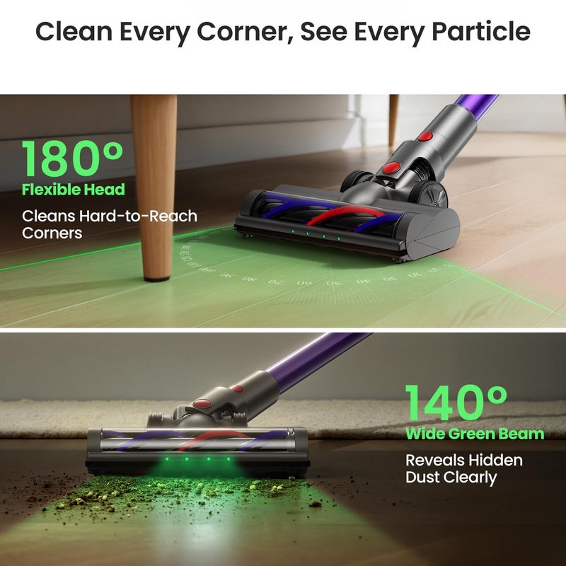 Xlife Cordless Vacuum Cleaner, 550W 48KPA Stick Vacuum Cleaners for Home, Wireless Vacumm with Self-Standing, Anti-Tangle Brush for Hardwood Floor/Carpet/Pet Hair-P12 - Image 4