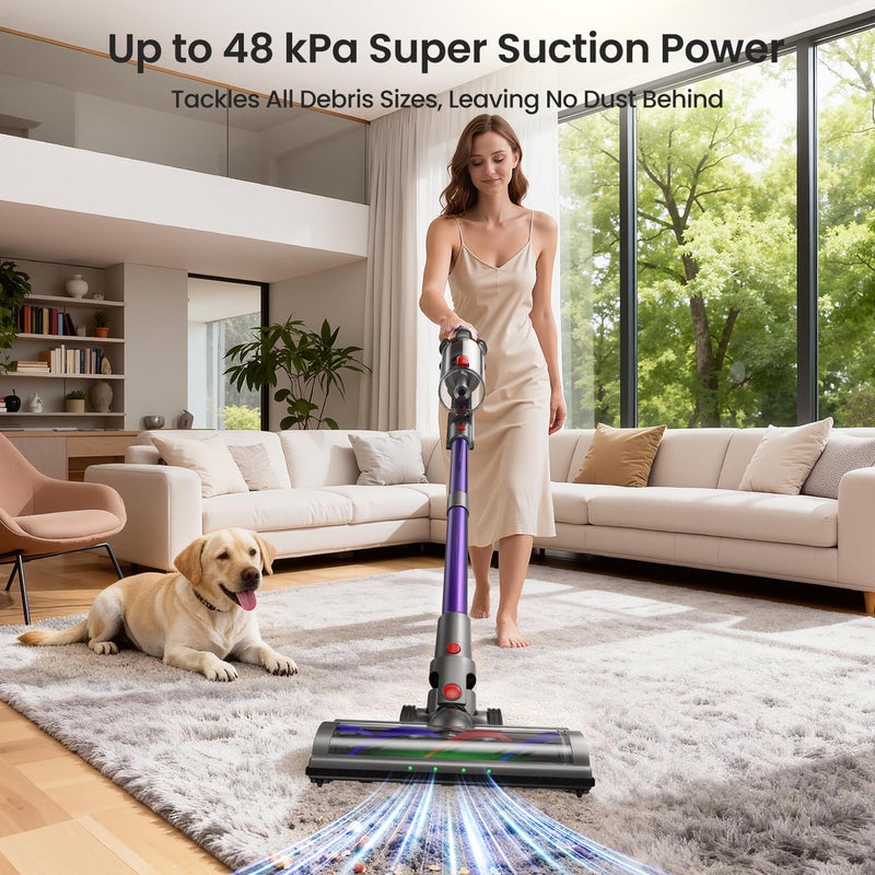 Xlife Cordless Vacuum Cleaner, 550W 48KPA Stick Vacuum Cleaners for Home, Wireless Vacumm with Self-Standing, Anti-Tangle Brush for Hardwood Floor/Carpet/Pet Hair-P12 - Image 2