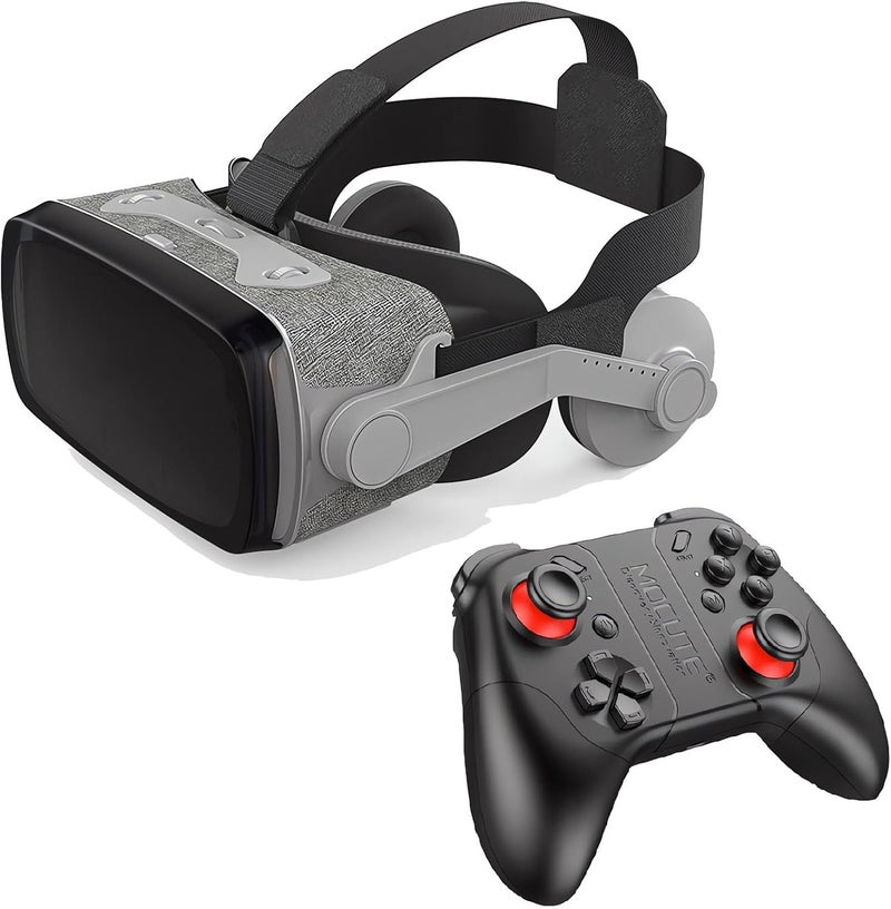 KASTWAVE VR Headset With Remote Controller, 3D Virtual Reality Glasses Set, Adjustable Goggles Support 4.7-6.0 Inches Smartphones - Image 1