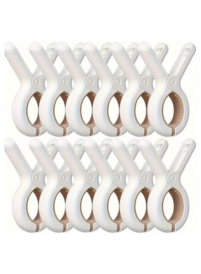 HOMESTAR 12 Pack Plastic Clothes Pins with Strong Anti-Rust Springs,Heavy Duty Beach Towel Clips,Laundry Clothespins to Keep Your Towel, Clothes, Blankets to Dry on Clothesline and Hanging Rack - Image 1