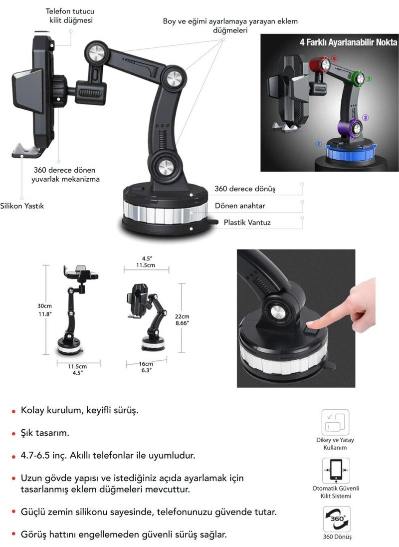 ithink 360 Degree Rotatable Adjustable In-Car Phone Holder with Suction Cup  - Image 5