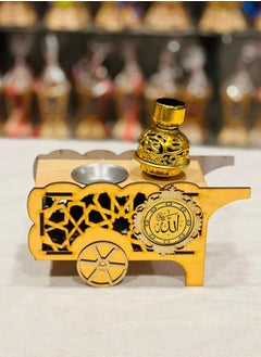 Generic Ramadan Bean Cart Cannon Shape Incense Burner with Light (Gold) Elegantly Decorated  - Image 1