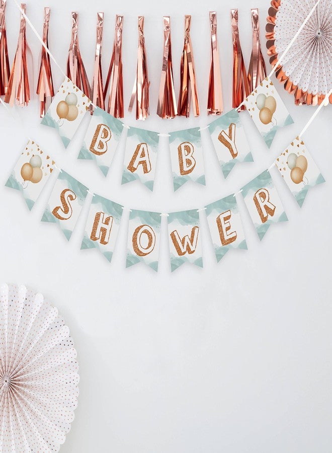 Inkdotpot Ready to Hang, Baby Shower Birthday Bunting, Pre Strung Cloud & Balloons Theme Baby Shower Decorations, Bunting Banner Flags - Image 2