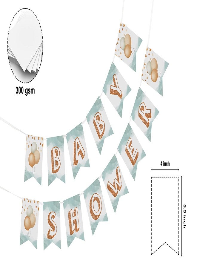 Inkdotpot Ready to Hang, Baby Shower Birthday Bunting, Pre Strung Cloud & Balloons Theme Baby Shower Decorations, Bunting Banner Flags - Image 4