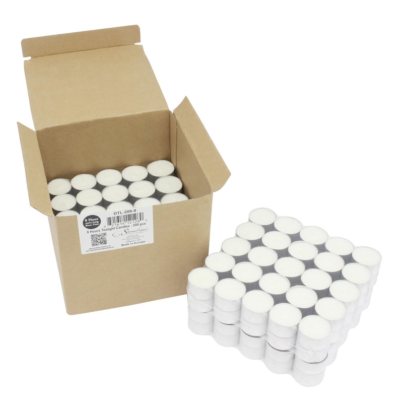 Stonebriar 100 Pack Unscented 8 Hour Extended Burn Time Tea Light Candles, White, 100 Count - Image 4