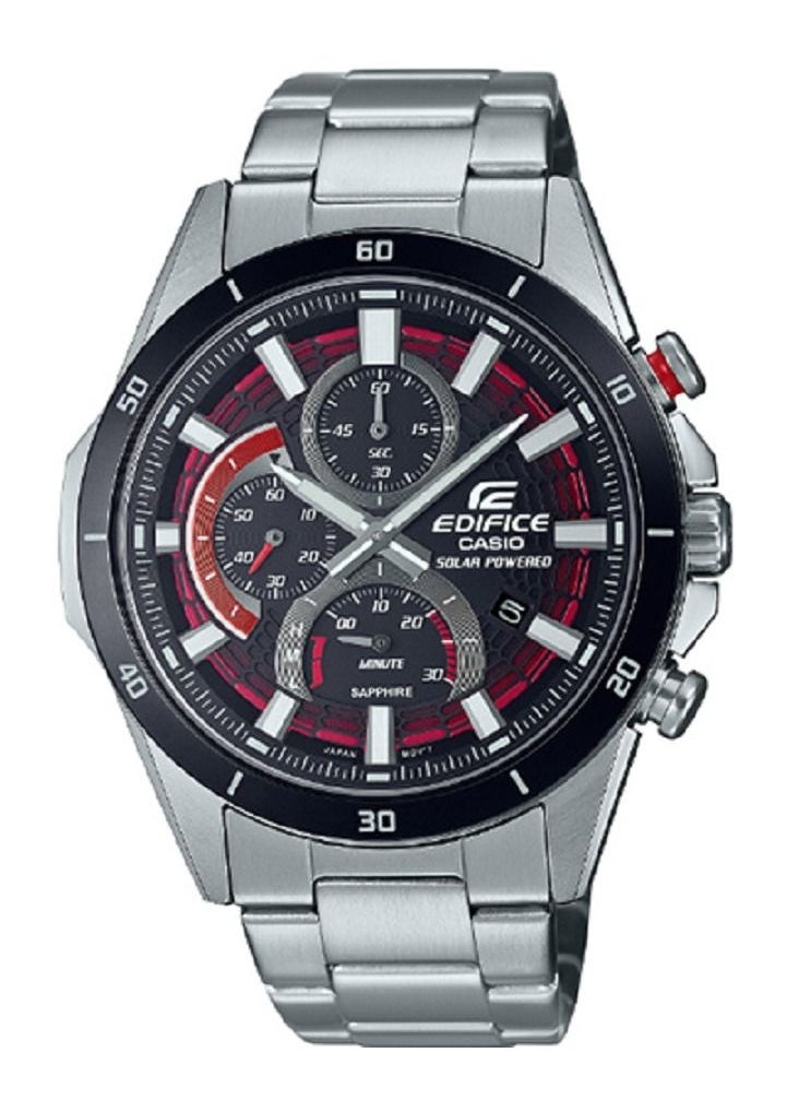 CASIO ساعة كاسيو اديفيس للرجال انالوج بعقارب رفيعة، كريستال الياقوت، مينا اسود، سوار ستانلس ستيل EFS-S610DB-1AVUDF.  - Image 1