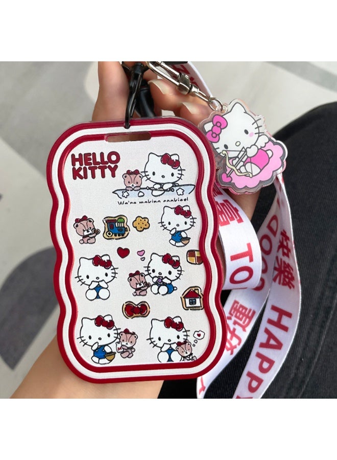 NIBEMINENT 1 - Piece Cute Katie Cat Kpop Photo Card Holder Pendant Key Chain ID Badge Holder ID Card Holder Photo Card Protector for School ID Office ID Access Card for Women Girls