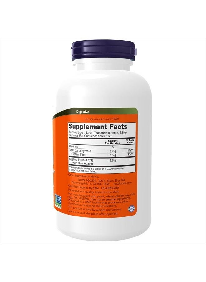 now - Supplements, Inulin Prebiotic Pure Powder, Certified Organic, Non-GMO Project Verified, Intestinal Support*, 1-Pound - Image 1