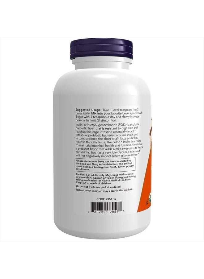 now - Supplements, Inulin Prebiotic Pure Powder, Certified Organic, Non-GMO Project Verified, Intestinal Support*, 1-Pound - Image 1