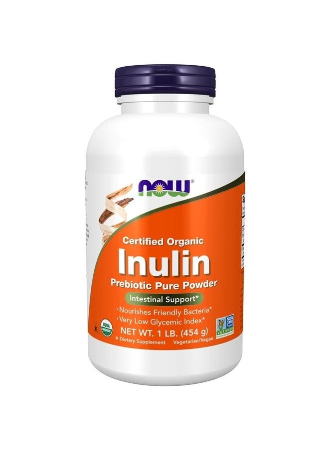 now - Supplements, Inulin Prebiotic Pure Powder, Certified Organic, Non-GMO Project Verified, Intestinal Support*, 1-Pound - Image 1
