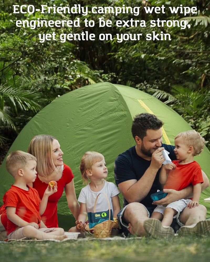 COMBAT WIPES ACTIVE Outdoor Wet Wipes - Extra Thick Camping Gear, Biodegradable, Body & Hand Cleansing/Refreshing Cloths for Backpacking & Gym w/Natural Aloe & Vitamin E(4 packs, 25 wipes each) - Image 5