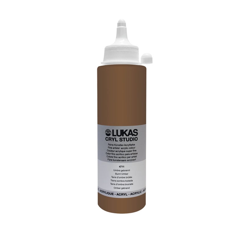 LUKAS CRYL Studio Artists Paint High Pigment Concentration Paint 250 ml Bottle Burnt Umber