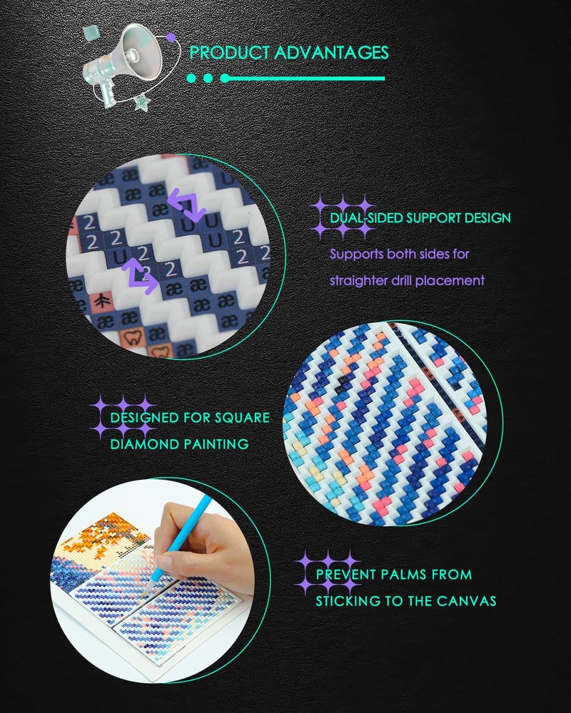Forever young Foreveryoung Diamond Painting Zigzag Rulers â€“ 9 PCS Diamond Art Tools and Accessories for Beginners, Fits Square Kits for Adults, Keeps Drills Aligned - Image 4