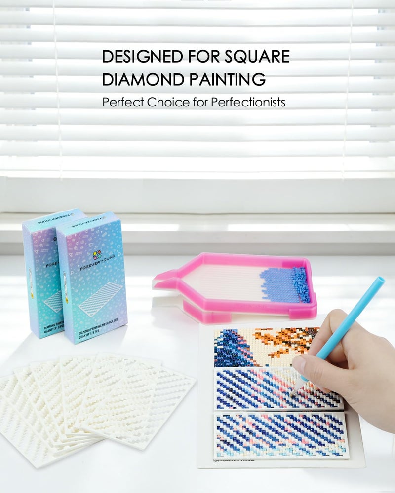 Forever young Foreveryoung Diamond Painting Zigzag Rulers â€“ 9 PCS Diamond Art Tools and Accessories for Beginners, Fits Square Kits for Adults, Keeps Drills Aligned - Image 3