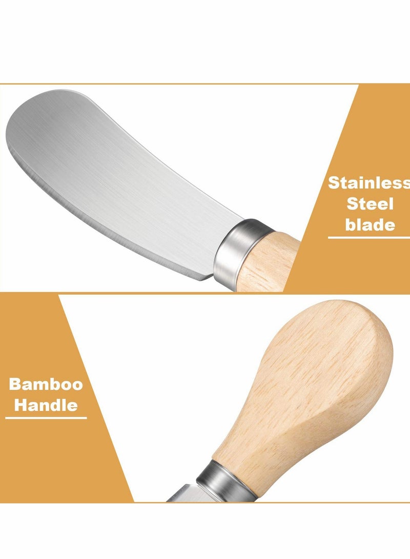 Cheese Spreaders with Bamboo Handle, 4.7 Inch Stainless Steel Butter Spreader, Deluxe Sandwich Cream Cheese Condiment Knives - 12PCS - Image 3