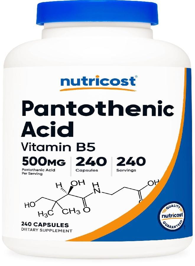 Nutricost Pantothenic Acid (Vitamin B5) 500mg, 240 Capsules - Image 1