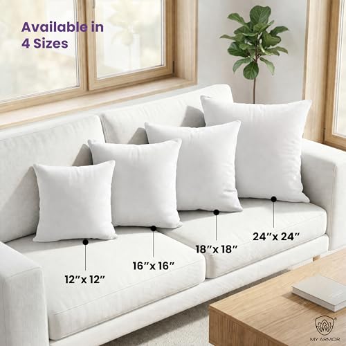 MY ARMOR Microfibre Cushion for Sofa | Set of 5 Soft & Fluffy Square Sofa Cushions | Decorative Sofa Pillows for Bed, Chair, Car & Living Room | Inner Cover Only | 16 x 16 inch - Image 3