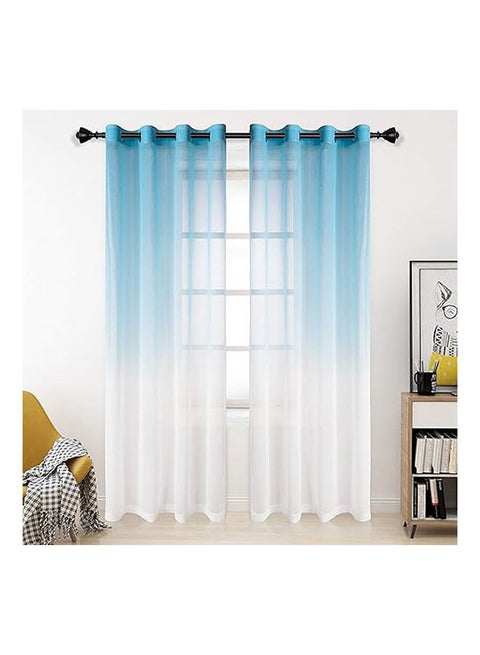 ‎ ستائر فاخرة من الفوال بألوان متدرجة مع حلقات فولاذية قطعة واحدة