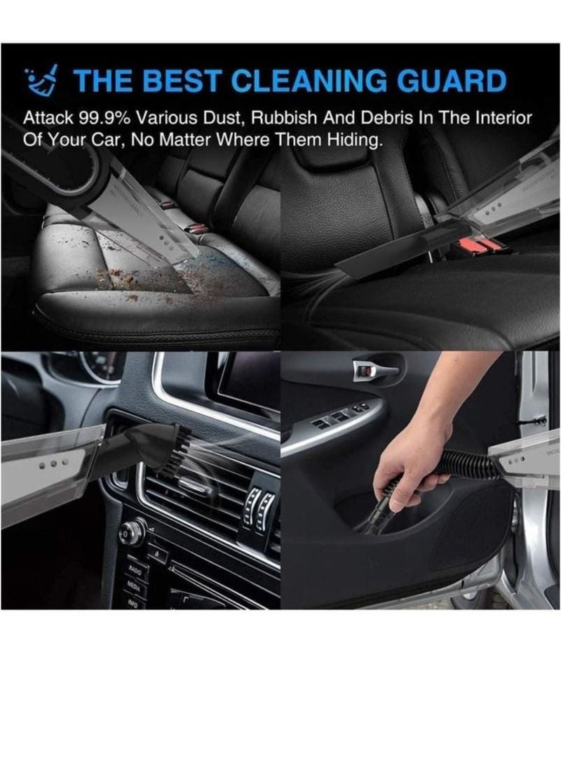 REBENUO 4-in-1 Car Vacuum Cleaner Handheld Vacuums Multifunction Car Vacuums Cleaner with Searchlight Tire Pressure Gauge and Car Inflator 120W DC 12V Up to 6500Pa Powerful Suction for Wet and Dry - Image 4