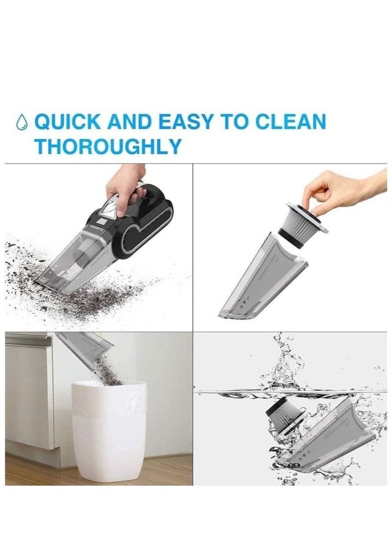 REBENUO 4-in-1 Car Vacuum Cleaner Handheld Vacuums Multifunction Car Vacuums Cleaner with Searchlight Tire Pressure Gauge and Car Inflator 120W DC 12V Up to 6500Pa Powerful Suction for Wet and Dry - Image 5