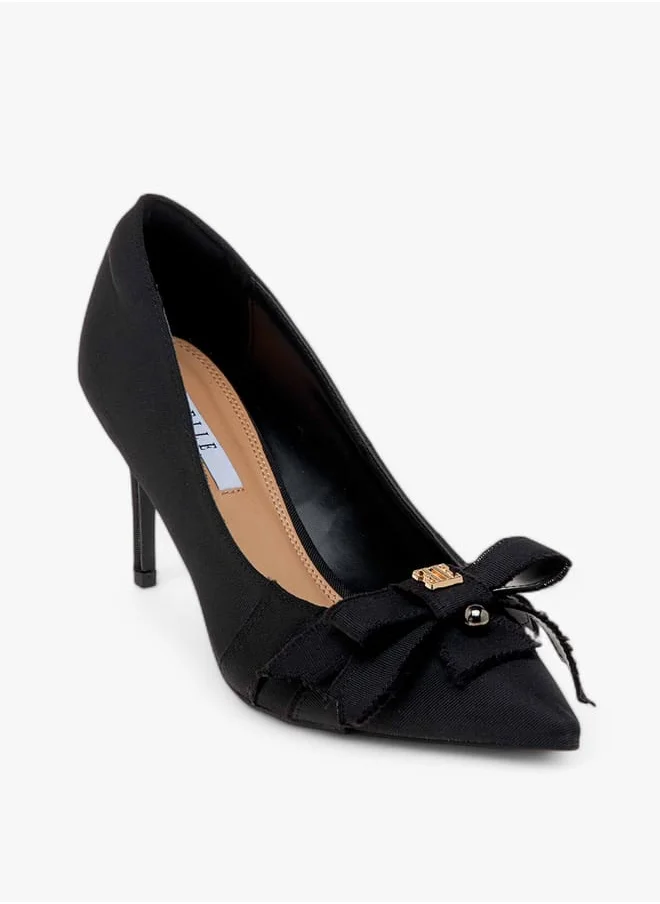 ايل Women's Bow Accent Slip-On Pumps with Stiletto Heels