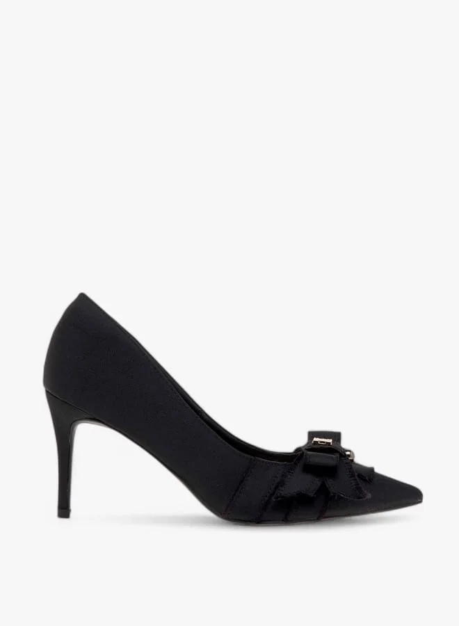 ELLE Women's Bow Accent Slip-On Pumps with Stiletto Heels