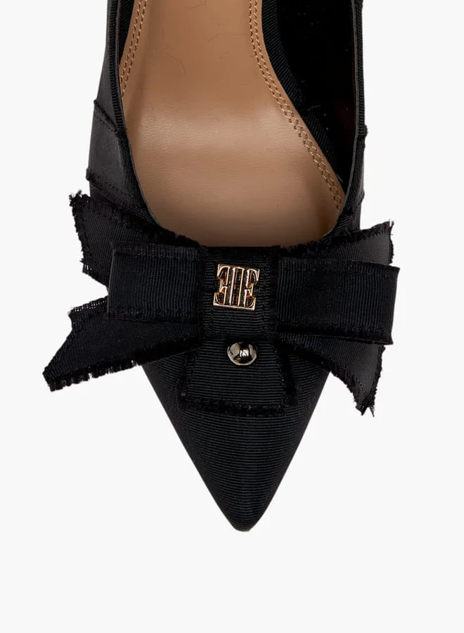 ELLE Women's Bow Accent Slip-On Pumps with Stiletto Heels