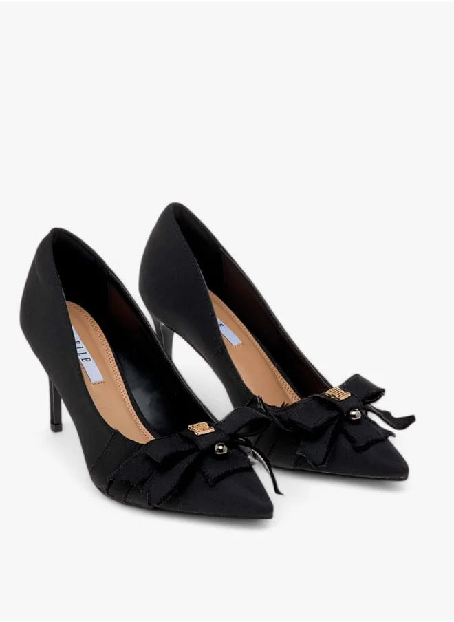 ايل Women's Bow Accent Slip-On Pumps with Stiletto Heels