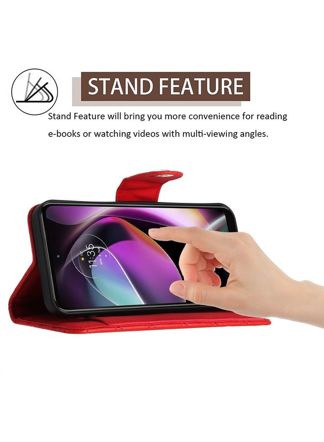 S-TOP Case For Motorola Moto G 5G 2022 Rhombic Texture Flip Leather Phone Case with Lanyard - Image 3