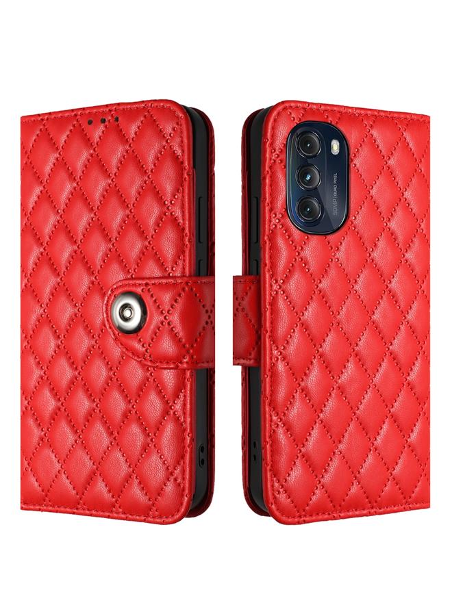 S-TOP Case For Motorola Moto G 5G 2022 Rhombic Texture Flip Leather Phone Case with Lanyard - Image 2