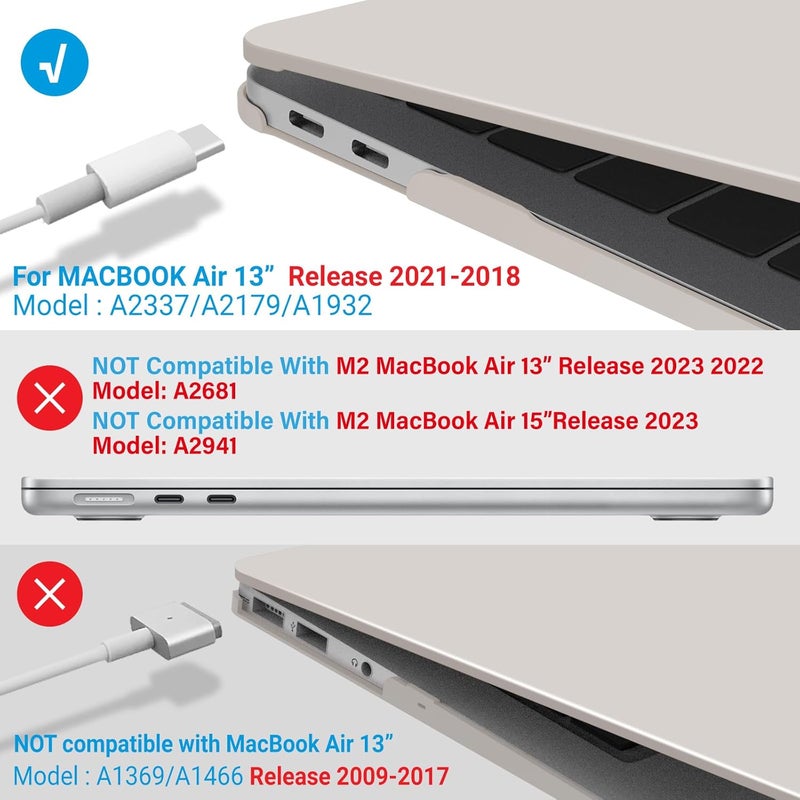 I Benzer Compatible with New MacBook Air 13 inch Case 2022 2021 2020 M1 A2337 A2179 A1932, Plastic Hard Shell Case with Keyboard Cover for Mac Retina Display with Touch ID, Rocky Gray, AT13RKGY+1 - Image 4