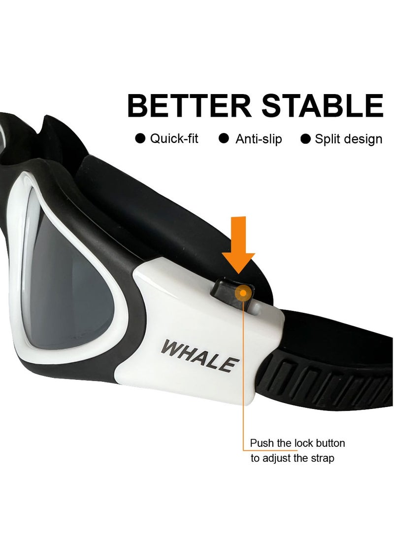 Whale Professional Adult Anti-fog UV protection Lens Men Women Swimming Goggles Waterproof Adjustable Silicone swim (White) - Image 5