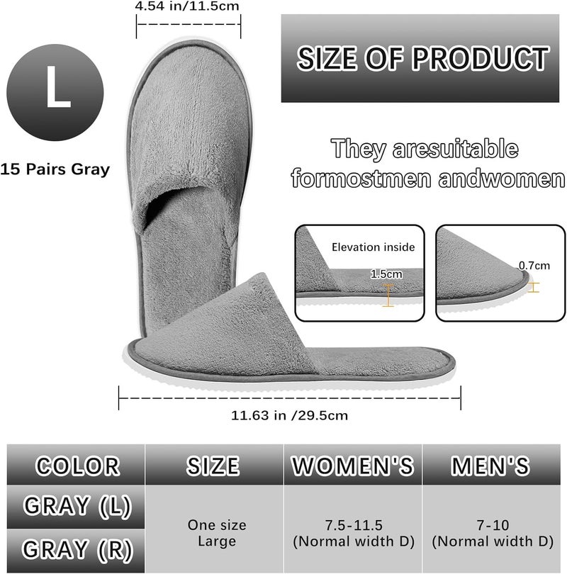 Reusable Guest Slippers: Gray Washable Indoor Slippers - Soft Durable Bedroom Slippers for Home Hospitality Use - Image 2