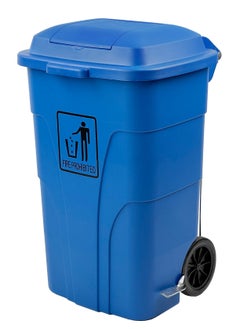 Generic Outdoor Trash & Garbage Bin | Functional Waste Bin | Durable Plastic Finish | Rubber-Wheeled & Mobile | Suitable For Outdoor Areas, Villas, Malls, Restaurants, & More | 120 Liters | Blue  - Image 1
