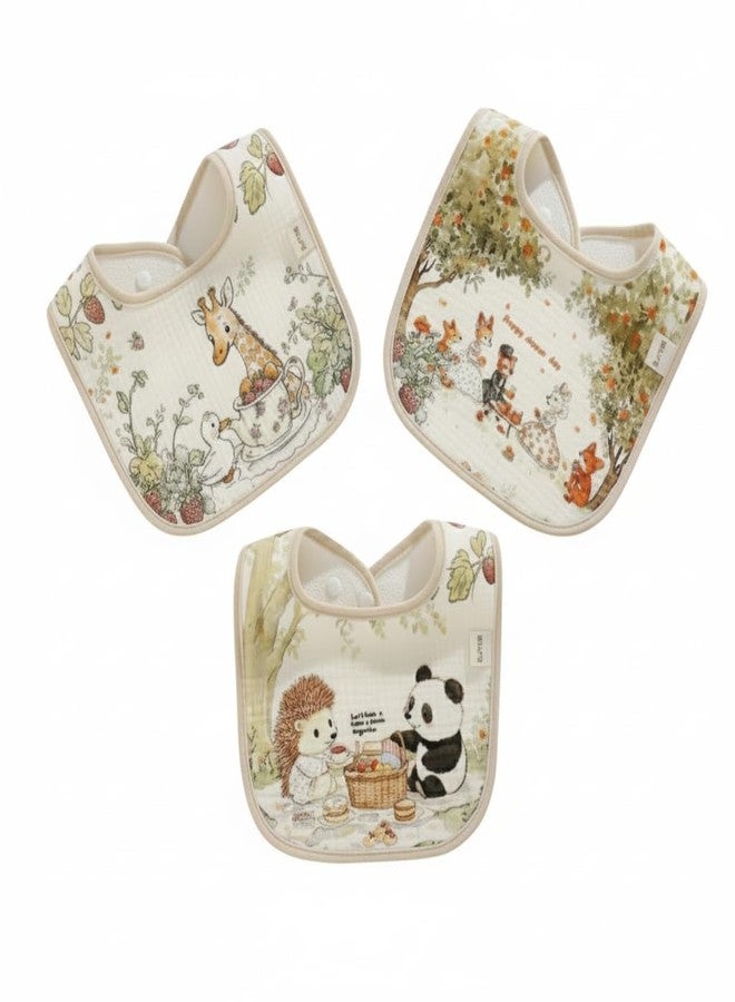 MINI MAVIN Baby Bibs 6 Layer 100% Organic Cotton| Waterproof, Muslin Cloth Apron for Newborns & Toddlers, Soft Washable Feeding Napkin, Neck Bibs for Boys & Girls (Muslin_Waterproof_Set_of_3) - Image 1