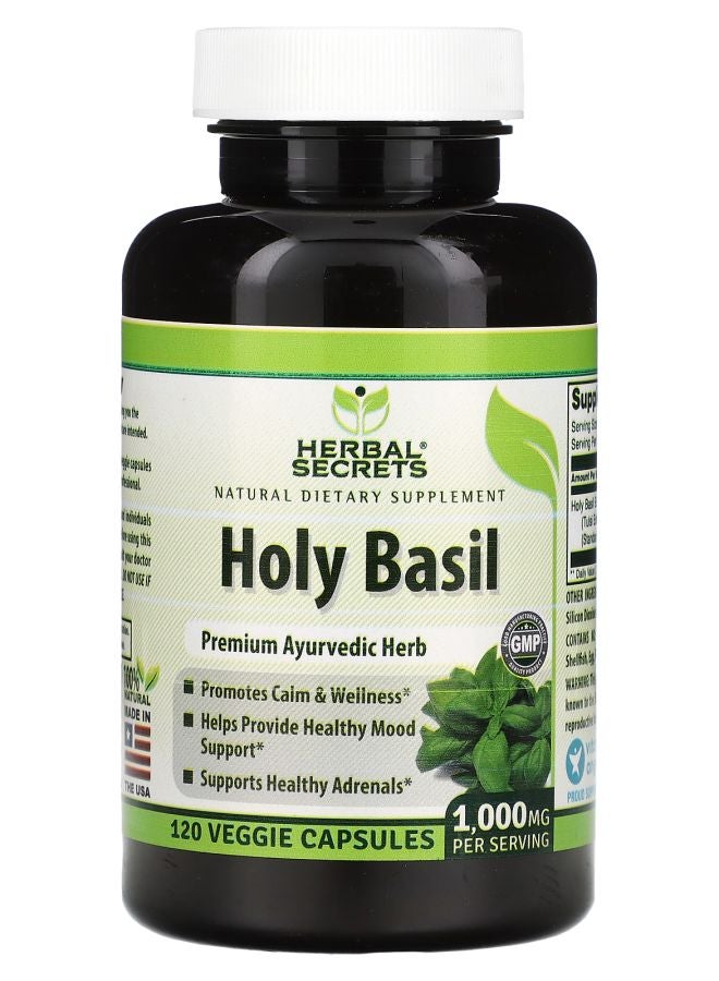 Holy Basil 1000 mg 120 Veggie Capsules (500 mg per Capsule)