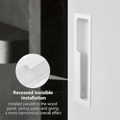 MOROBOR Aluminum Alloy Flush Pull Handles, 2pcs Modern Barn Door Handles with 4pcs Stainless Steel Flat Head Screws, Hidden Cabinet Handles for Sliding Barn Door Drawer Cupboard Wardrobe (Warm White) - Image 5