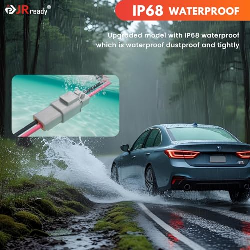 JRready ST9031 Deutsch 2 Wire DTP Connectors Kit 10AWG (UL3266), IP68 Waterproof Automotive Electrical 2 Pin Connector, Gray Male and Female Wire Harness Connectors for Car Truck Boat, 2 Sets - Image 3