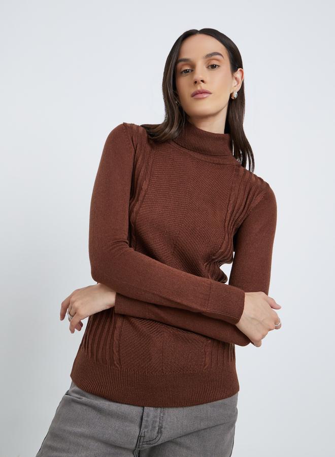 Styli Brown Turtleneck Slim Fit Sweater - Image 3